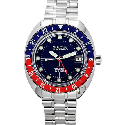 Bulova Oceanographer GMT Stainless Steel Blue Dial Automatic Diver's 96B405 200M Men's Watch