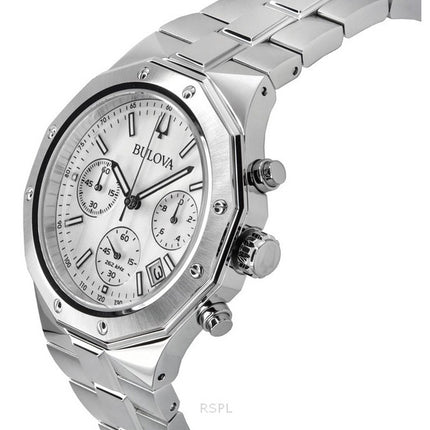 Bulova Classic Precisionist Chronograph Stainless Steel Silver Dial Quartz 96B408 100M Men's Watch