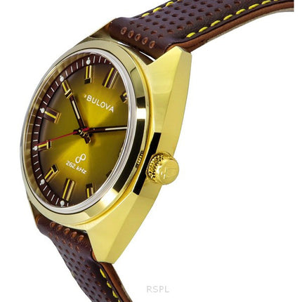 Bulova Jet Star Leather Strap Gold Tone Dial Quartz 97B214 Men's Watch