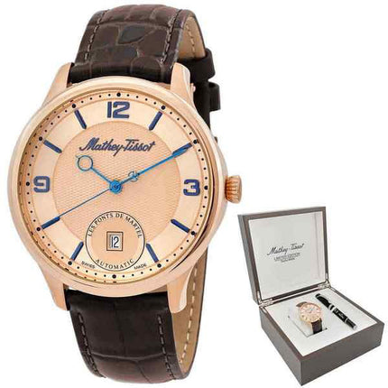 Mathey-Tissot Edmond Automatic 3D Leather Strap Orange Dial AC1886PSL Men's Watch With Gift Set