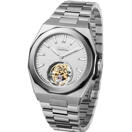 Arbutus Tourbillon Stainless Steel White Open Heart Dial Mechanical AR-TB-13SWS Unisex Watch