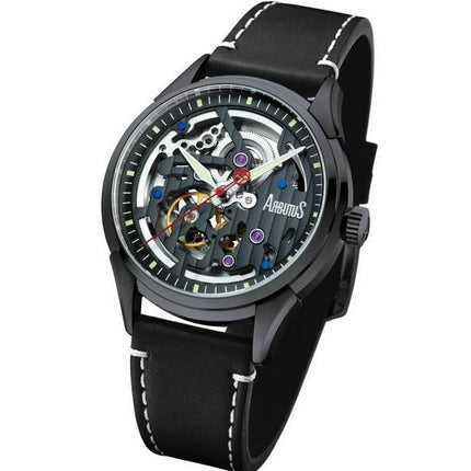 Arbutus Wall Street Leather Strap Black Skeleton Dial Automatic AR1801BBB Men's Watch