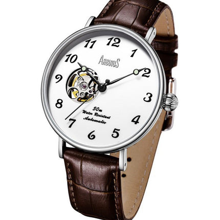 Arbutus Broadway Leather Strap White Open Heart Dial Automatic AR1805SWF Unisex Watch