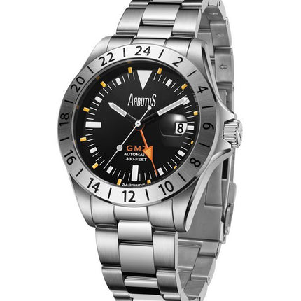 Arbutus Limited Edition GMT Stainless Steel Black Dial Automatic AR9922SBS 100M Men's Watch