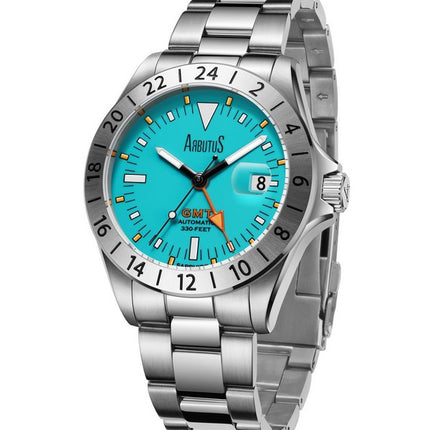 Arbutus Limited Edition GMT Stainless Steel Teal Dial Automatic AR9922SUS 100M Men's Watch