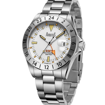 Arbutus Limited Edition GMT Stainless Steel White Dial Automatic AR9922SWS 100M Men's Watch