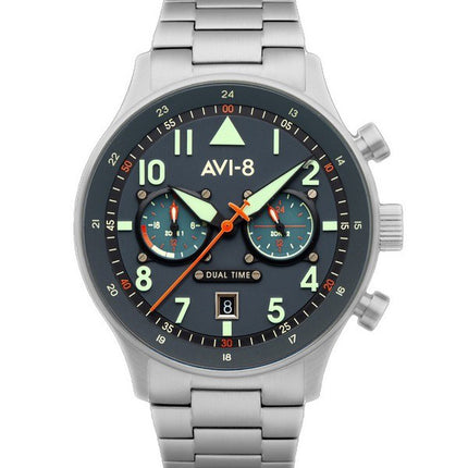 AVI-8 Hawker Hurricane Carey Dual Time Gutersloh Stainless Steel Blue Dial AV-4088-22 Men's Watch