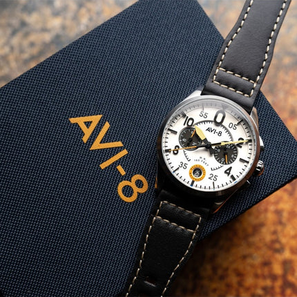 AVI-8 Spitfire Lock Chronograph Imperial War Museums Edition Bethlem White Dial Quartz AV-4089-0B Men's Watch