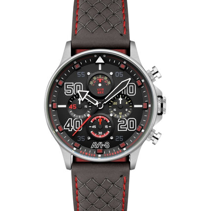 AVI-8 Hawker Typhoon Coningham Chronograph Leather Strap Black Dial Quartz AV-4093-0A Men's Watch