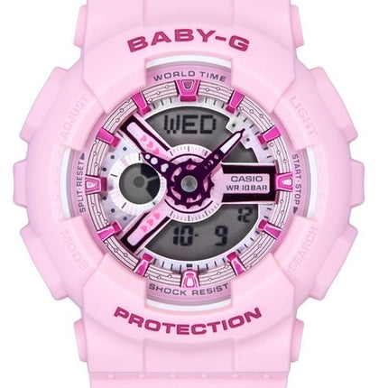 Casio Baby-G Analog Digital Pink Resin Strap Pink Dial Quartz BA-110YK-4A 100M Women's Watch