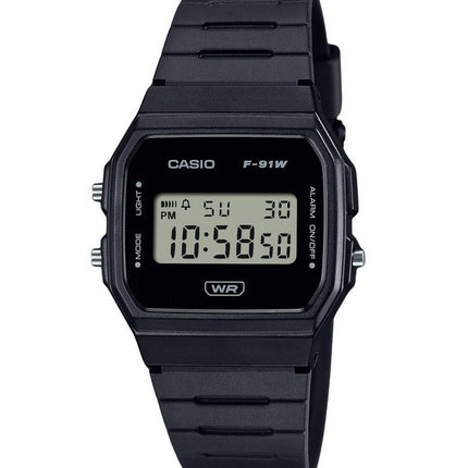 Casio POP Digital Black Bio Based Resin Strap Quartz F-91WB-1A Unisex Watch