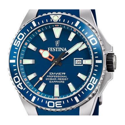 Festina The Originals Rubber Strap Blue Dial Quartz Diver's F20664-1 200M Men's Watch