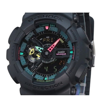 Casio G-Shock Analog Digital Multi Fluorescent Accents Series Resin Strap Black Dial Quartz GA-110MF-1A 200M Men's Watch