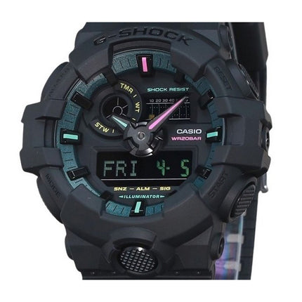 Casio G-Shock Analog Digital Multi Fluorescent Accents Series Resin Strap Black Dial Quartz GA-700MF-1A 200M Men's Watch