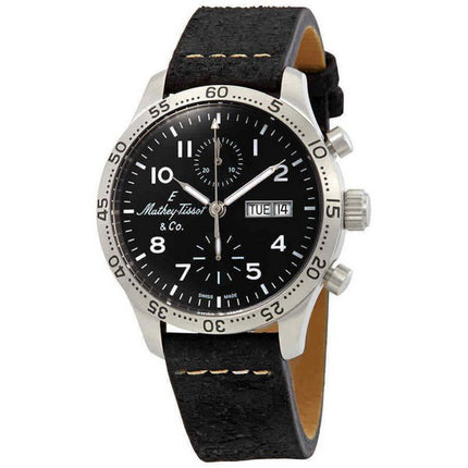 Mathey-Tissot Type 21 Chronograph Genuine Leather Black Dial Automatic H1821CHATLNG Men's Watch