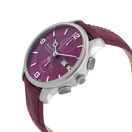 Mathey-Tissot Edmond Chronograph Leather Strap Purple Dial Automatic H1886CHATAR Men's Watch With Gift Set