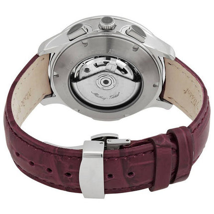 Mathey-Tissot Edmond Chronograph Leather Strap Purple Dial Automatic H1886CHATAR Men's Watch With Gift Set