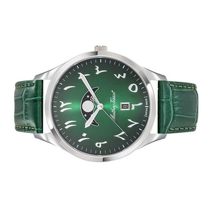 Mathey-Tissot Urban Moon Leather Strap Green Arabic Dial Quartz H411ALPEV Men's Watch