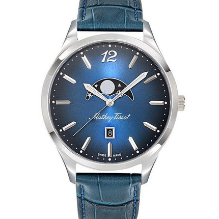 Mathey-Tissot Urban Moon Leather Strap Blue Dial Quartz H411LABU Men's Watch