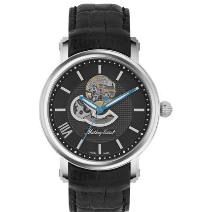 Mathey-Tissot Skeleton Genuine Leather Strap Black Dial Automatic H7053AN Men's Watch