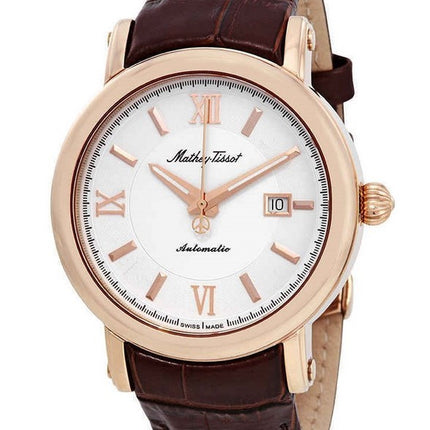 Mathey-Tissot Renaissance Genuine Leather Strap White Dial Automatic H9030PI Men's Watch