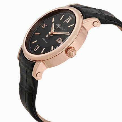 Mathey-Tissot Renaissance Genuine Leather Strap Black Dial Automatic H9030PN Men's Watch