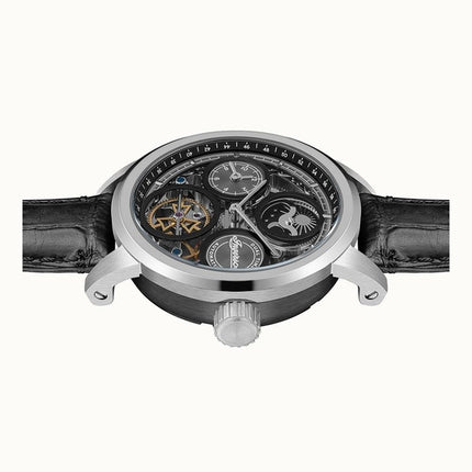 Ingersoll The Arc Moon Phase Leather Strap Black Skeleton Dial Automatic I16001 Men's Watch