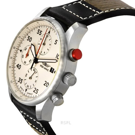 Iron Annie F13 Tempelhof Chronograph Leather Strap Beige Dial Quartz 56705 100M Men's Watch