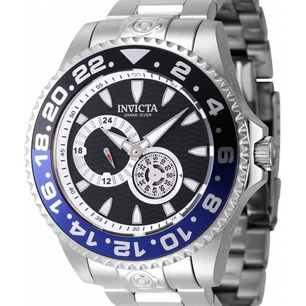 Invicta Pro Diver Stainless Steel Black And Blue Bezel With Black Dial Automatic Diver's 47300 300M Men's Watch