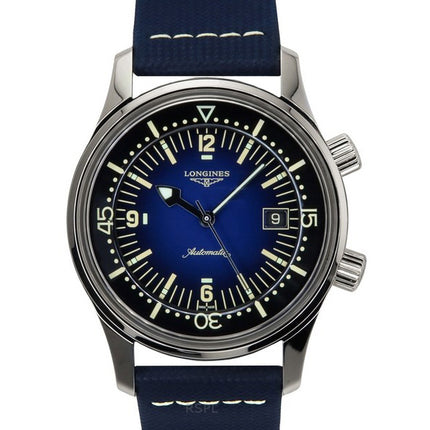 Longines Legend Diver Leather Strap Blue Dial Automatic L3.774.4.90.2 300M Men's Watch