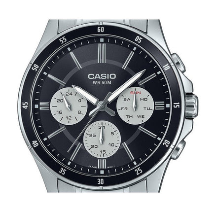 Casio Standard Analog Ion Plated Stainless Steel Black Dial Quartz MTP-1374D-1A3V Men's Watch