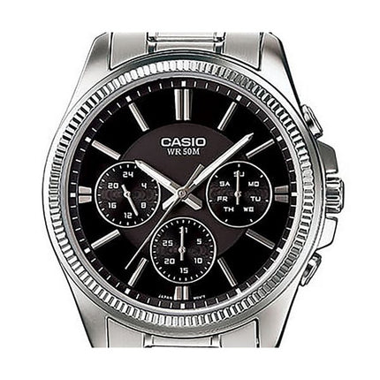 Casio Enticer Analog Stainless Steel Black Dial Quartz MTP-1375D-1AV Men's Watch