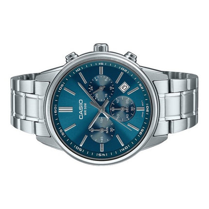 Casio Standard Analog Chronograph Stainless Steel Blue Dial Quartz MTP-E515D-2A1V Men's Watch