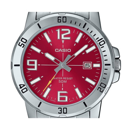 Casio Standard Analog Stainless Steel Red Dial Quartz MTP-VD01D-4BV Men's Watch