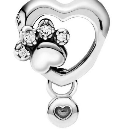 Pandora Sparkling Paw Print And Heart Charm With Clear Cubic Zirconia 798873C01 For Women