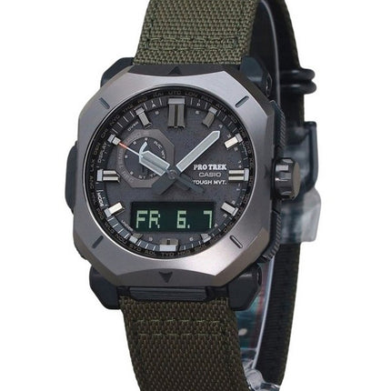 Casio ProTrek Analog Digital Green Cordura Cloth Strap Grey Dial Tough Solar PRW-6900YB-3 100M Men's Watch