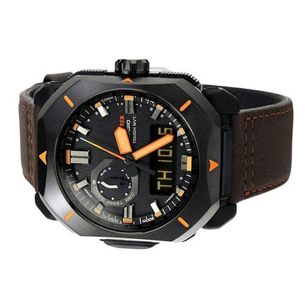 Casio ProTrek Analog Digital Brown Leather Strap Grey Dial Tough Solar PRW-6900YL-5 100M Men's Watch