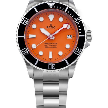 Ratio FreeDiver Sapphire Stainless Steel Orange Dial Automatic RTF045 200M Mens Watch