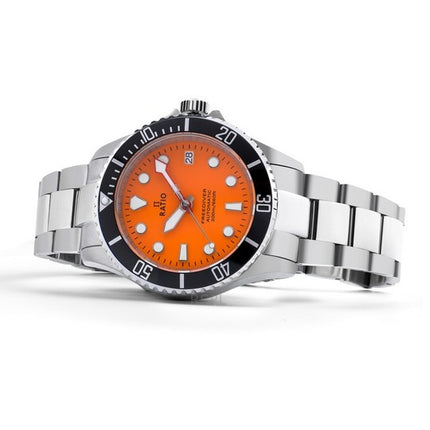 Ratio FreeDiver Sapphire Stainless Steel Orange Dial Automatic RTF045 200M Mens Watch