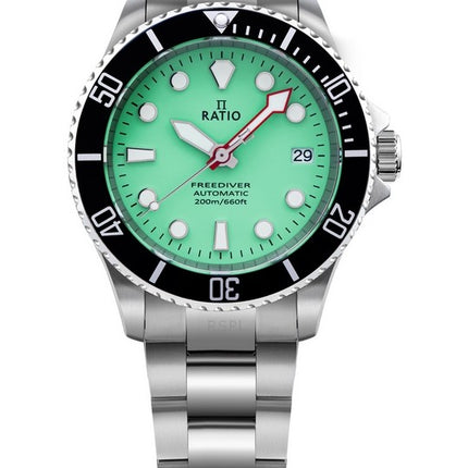 Ratio FreeDiver Sapphire Stainless Steel Green Dial Automatic RTF049 200M Men's Watch