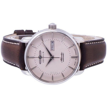 Zeppelin Atlantik Beige Dial Leather Strap Automatic 8466-5 84665 Men's Watch