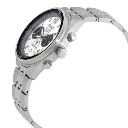 Seiko Chronograph Stainless Steel White Dial Quartz SSB425P1 100M Men's Watch